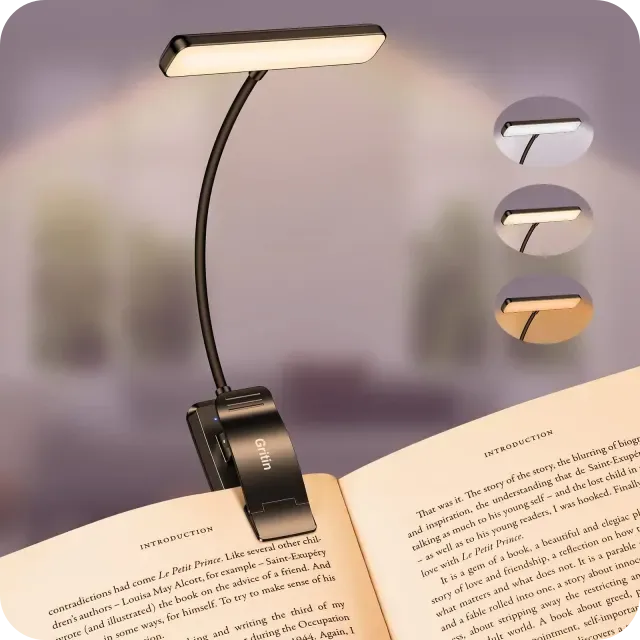 Gritin 19 LED rechargeable clip-on book light